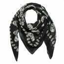 Cotton Scarf - Skulls 1 black - white - squared kerchief
