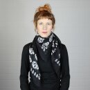 Cotton scarf - Skulls 1 black - white - squared kerchief
