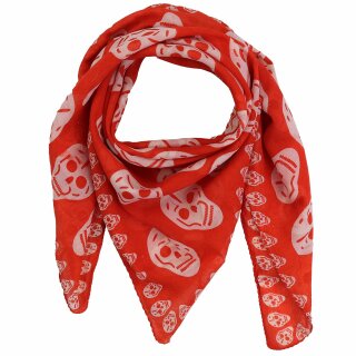 Cotton scarf - Skulls 1 rose - white - squared kerchief