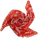 Cotton Scarf - skulls 1 orange - white - squared kerchief