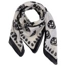 Cotton Scarf - skulls 1 white - black - squared kerchief