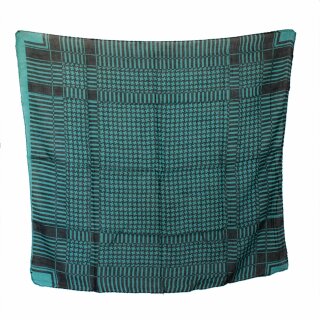 Cotton scarf - Kufiya pattern 2 black - turquoise - squared kerchief