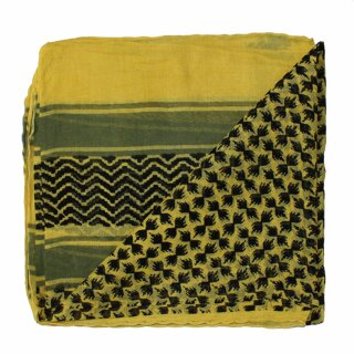 Cotton Scarf - Kufiya pattern 3 yellow - black - squared kerchief
