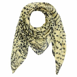 Cotton scarf - Leopard - Zebra 3 beige - black - squared kerchief