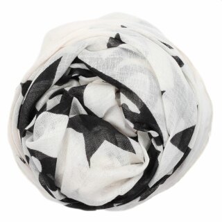 Baumwolltuch - Sterne mit Schmetterling weiß - schwarz - quadratisches Tuch