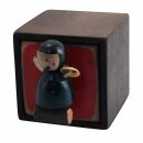 quadratische Holzbox mit Figur - Engel auf Baumstamm 3 -...