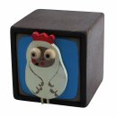 quadratische Holzbox mit Figur - Huhn - Holzschublade