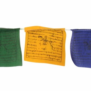 Tibetische Gebetsfahnen - 10 cm breit - schwarze Schrift - 02 - 5 Rollen Set - Baumwolle
