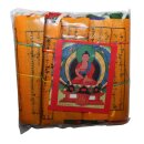 Tibetan prayer flags - 10 cm wide - black lettering - 02 - 5 reel set - Cotton