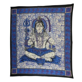 Bedcover - decorative cloth - Shiva - blue - 83x93in