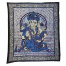 Tagesdecke - Wandtuch - Ganesha - blau - 215x235cm
