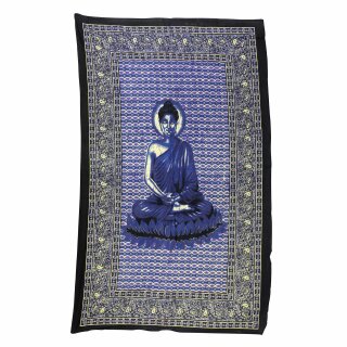 Tagesdecke - Wandtuch - Buddha - blau - 135x210cm