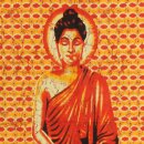 Tagesdecke - Wandtuch - Buddha - orange-rot - 135x210cm