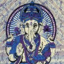 Bedcover - decorative cloth - Ganesha - blue - 54x83in