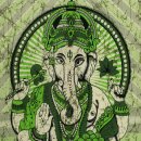 Bedcover - decorative cloth - Ganesha - green - 54x83in