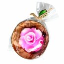 Scented candle in a coconut shell - Rose - pink