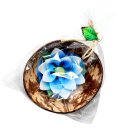 Scented candle in a coconut shell - Lotus - blue