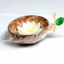 Kerze - Lotus in Kokosnussschale - weiß