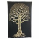 Tagesdecke - Wandtuch - Baum des Lebens - Lebensbaum - schwarz-gold - 135x210cm