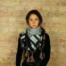 Kufiya Desert premium - black-white - fringes and bobbles colorful - Shemagh - Arafat scarf