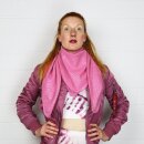 Cotton Scarf - pink Lurex silver - squared kerchief