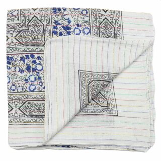 Baumwolltuch - Indisches Muster 1 - weiß Lurex mehrfarbig - quadratisches Tuch