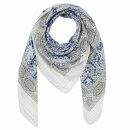 Cotton scarf - Indian pattern 1 - white Lurex multicolor - squared kerchief