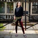 Leggings - Batik - Bamboo - schwarz - rot-kirschrot