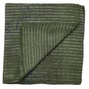 Cotton scarf - Indian pattern 1 - olive Lurex silver - squared kerchief