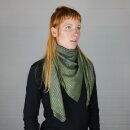 Cotton Scarf - Indian pattern 1 - olive Lurex silver - squared kerchief