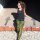Leggings - Batik - Landscape - black - yellow green