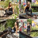 Leggings - Batik - Rain - black - brown-beige