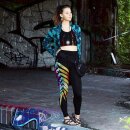 Leggings - Batik - Leaf - schwarz - bunt