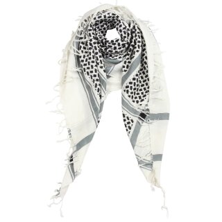 Kufiya style scarf - white - black - Shemagh - Arafat scarf