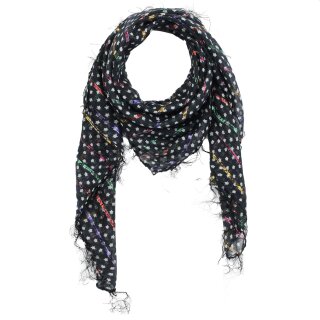 Cotton scarf - Stars 0,7 cm black - white Lurex...