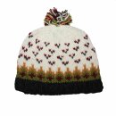 Woolen Hat with bobble - green-yellow-white-red