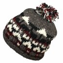 Woolen hat with bobble and Scandinavian style pattern -...