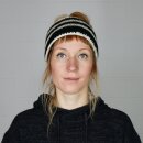 Woolen headband - black-white striped - hand knitted