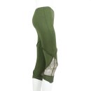 Leggings - 3/4 Capri mit Spitze - grün-oliv - one size - Jersey