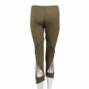Leggings - 3/4 Capri with lace - brown-light brown - one size - jersey