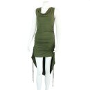 Gathered dress - green olive - waterfall collar - summer...