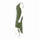 Gathered dress - green olive - waterfall collar - summer dress - jersey