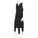 Kleid mit Raffung - schwarz - Wasserfallkragen -...