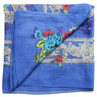Baumwolltuch - Blumenmuster 2 blau - quadratisches Tuch