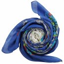 Cotton scarf - Flowers 2 blue - squared kerchief