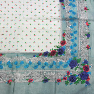 Baumwolltuch - Blumenmuster 2 grau - quadratisches Tuch