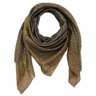 Cotton scarf - Indian pattern 1 - brown Lurex silver - squared kerchief