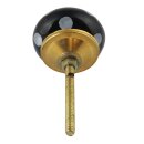 Ceramic door knob shabby chic - Dots - black-white