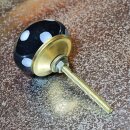 Ceramic door knob shabby chic - Dots - black-white