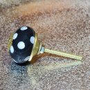Ceramic door knob shabby chic - Dots - black-white
